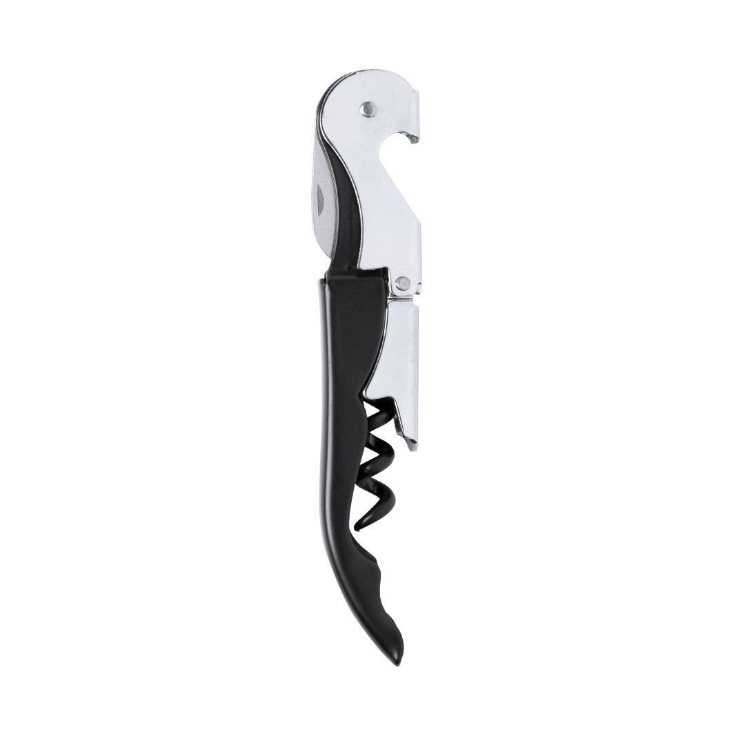 Apribottiglia Cavatappi in Acciaio Inox-Nero
